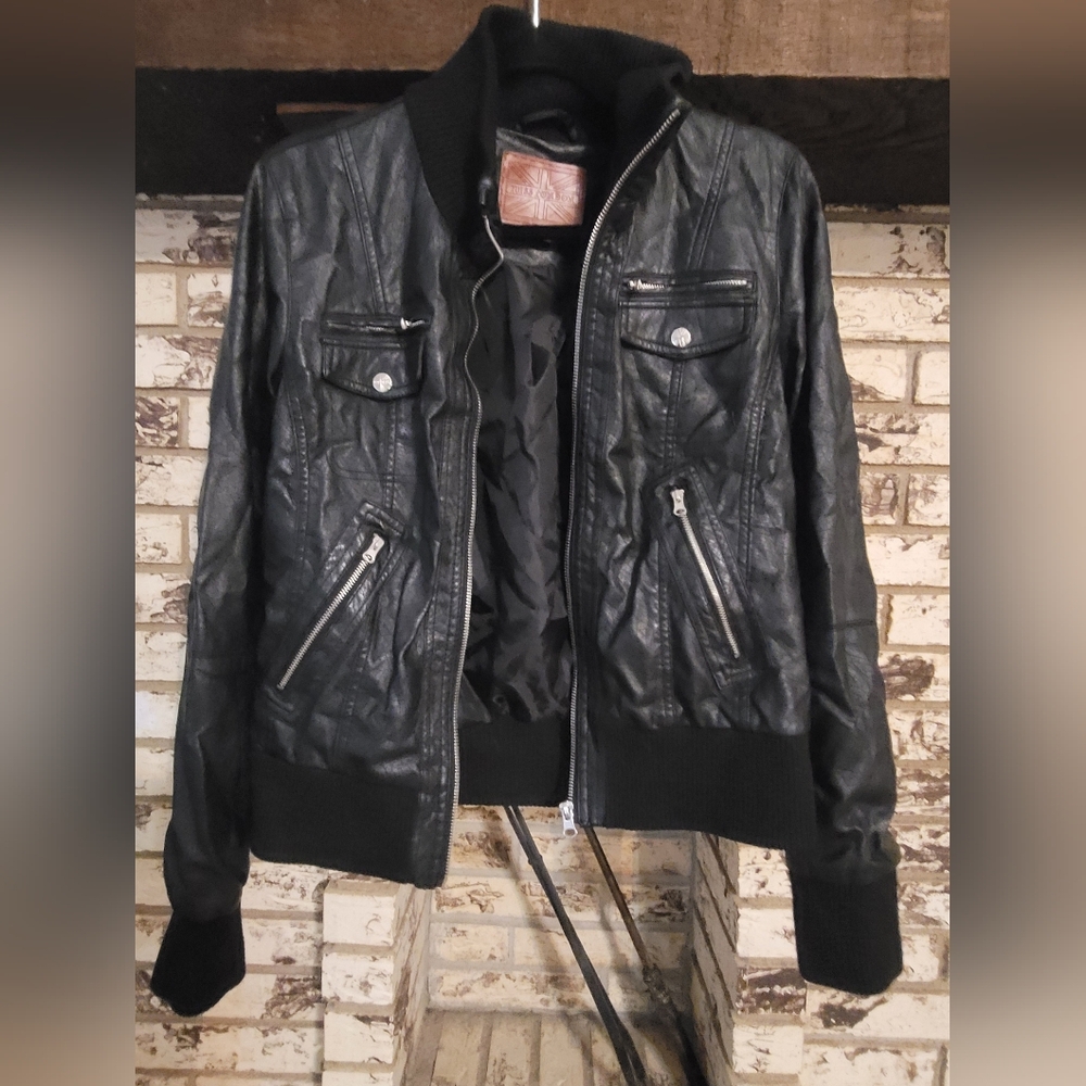 Miss London Leather Bomer Jacket XL
